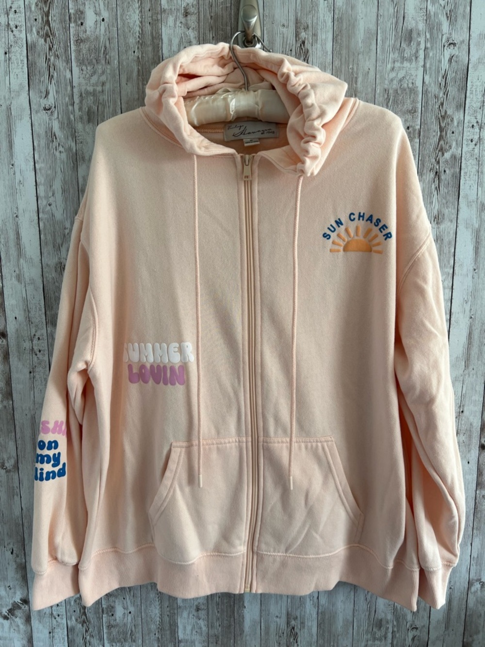 Vintage Havana Graphic Print Zip-Up Hoodie Stay Golden Medium